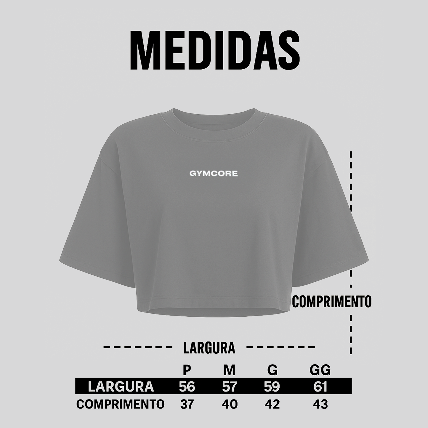 Cropped Oversized - GYMCORE (Cinza)