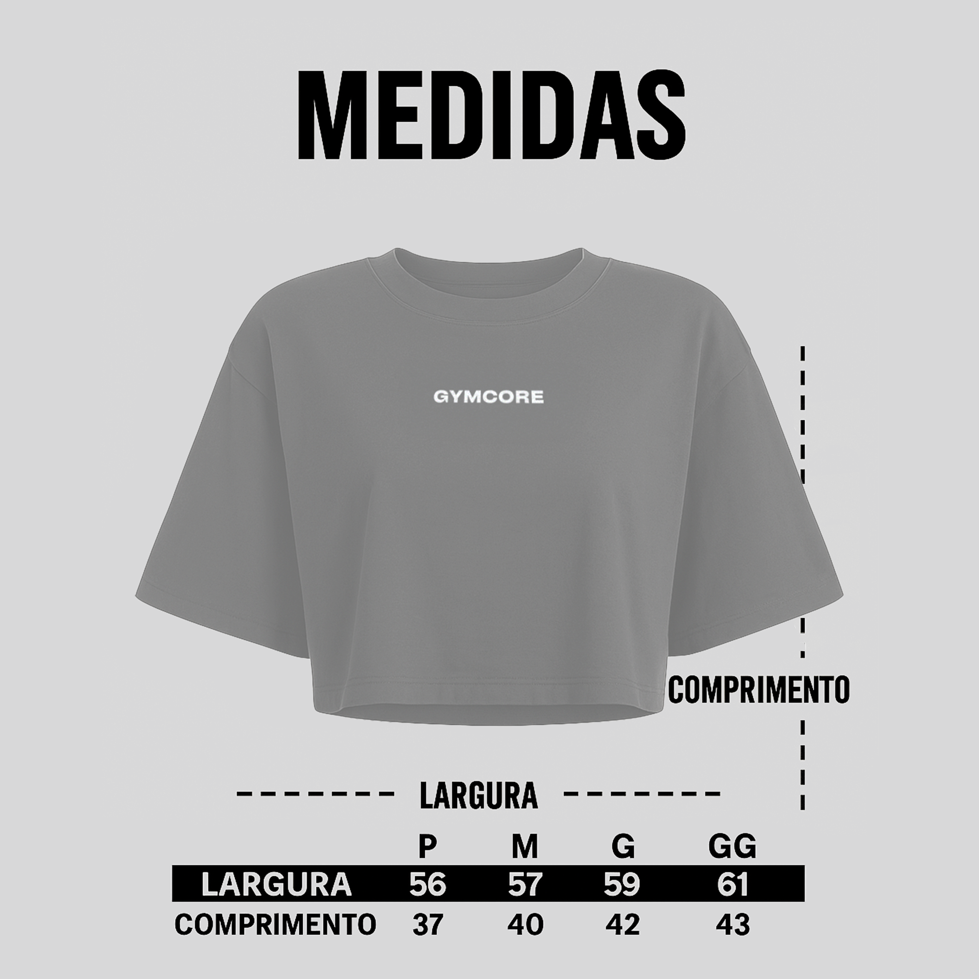 Cropped Oversized - GYMCORE (Cinza)